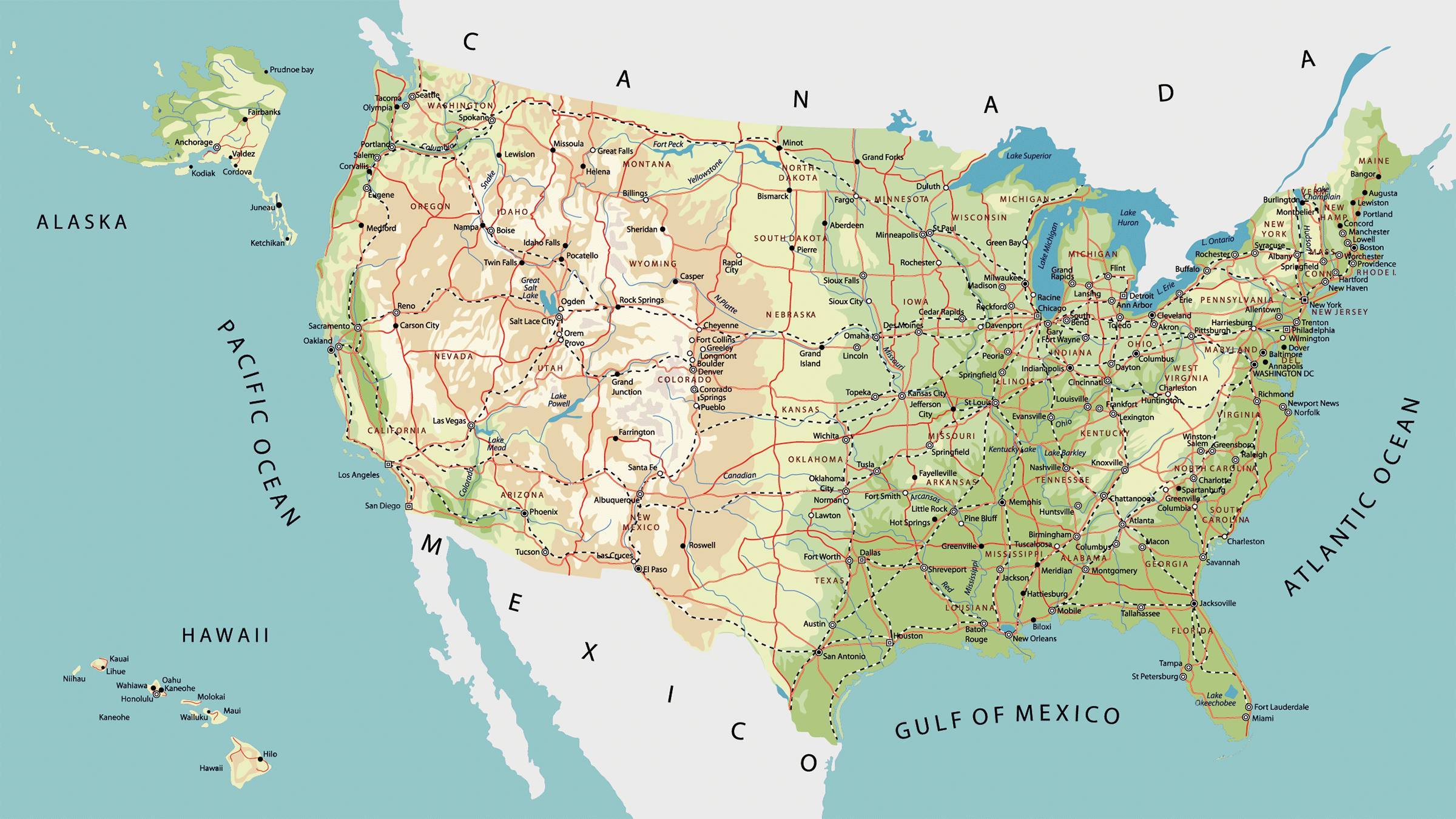 mapas de carreteras de usa